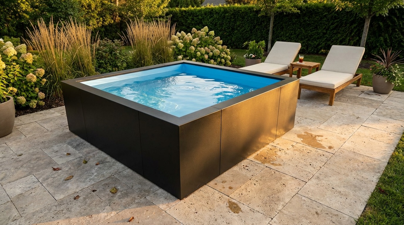 8 x 8 Midnight Black Aqua Blue Architectural Pool