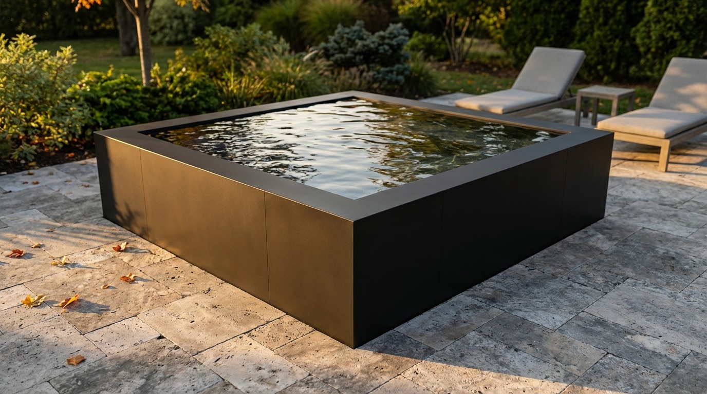 8 x 8 Midnight Black Titanium Stone Architectural Pool