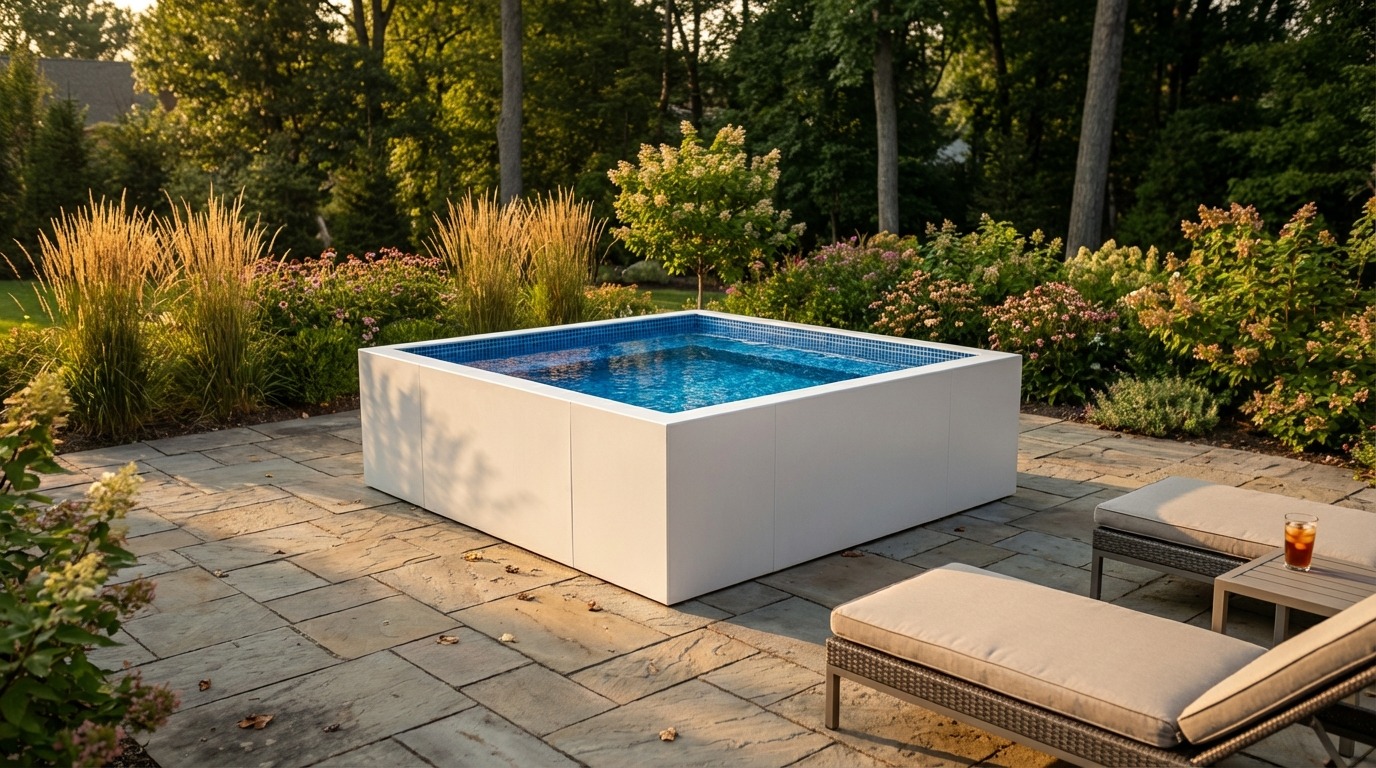8 x 8 Alpine White Mystic Blue Architectural Pool