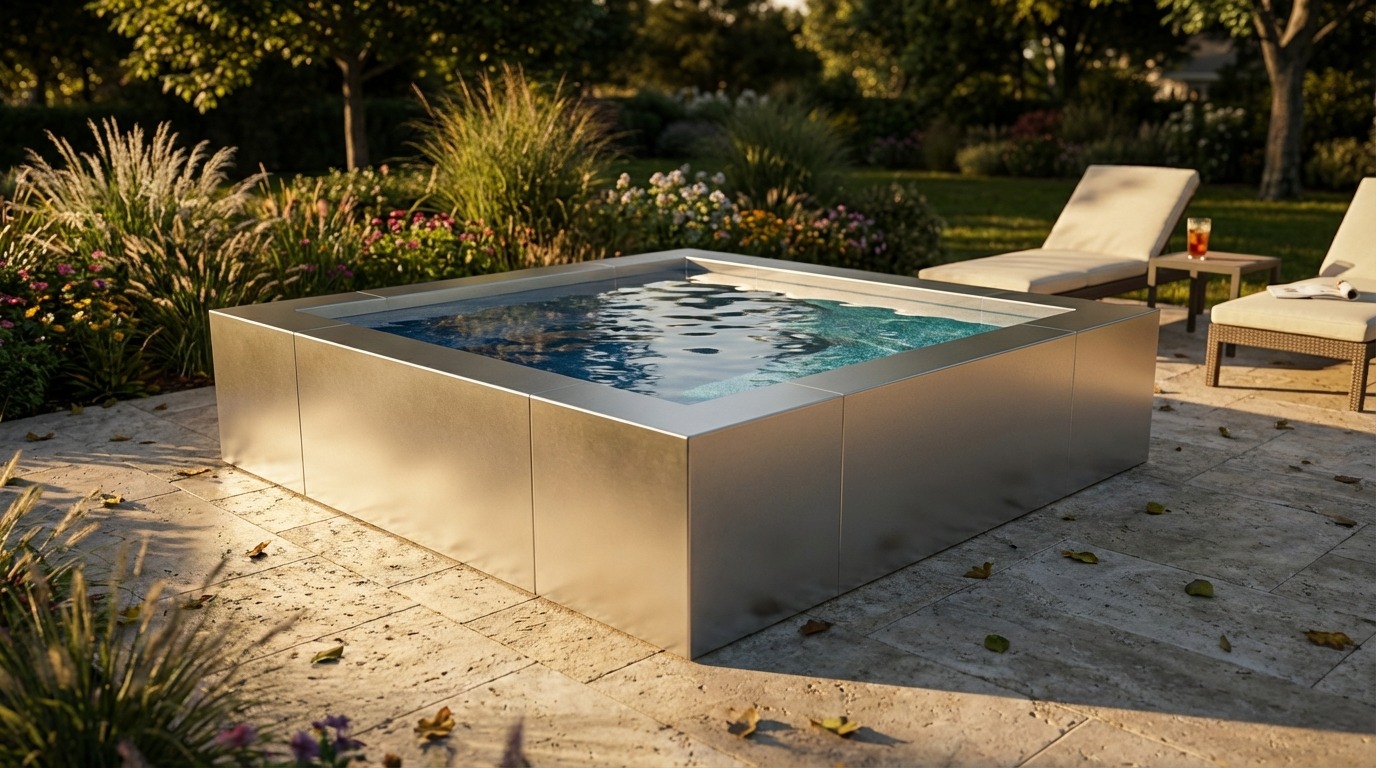 8 x 8 Platinum Silver Blue Topaz Architectural Pool