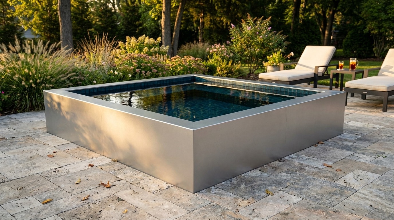 8 x 8 Platinum Silver Black Sapphire Architectural Pool