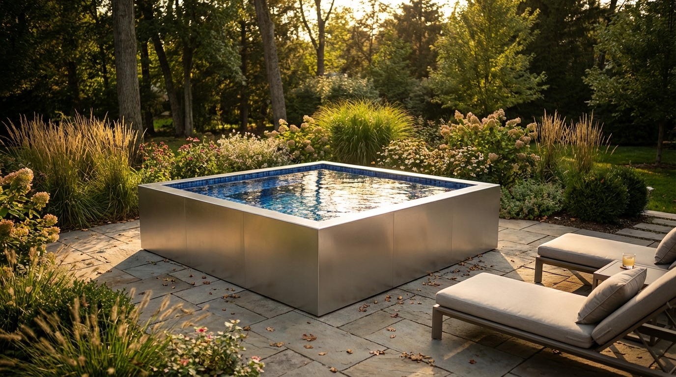 8 x 8 Platinum Silver Mystic Blue Architectural Pool