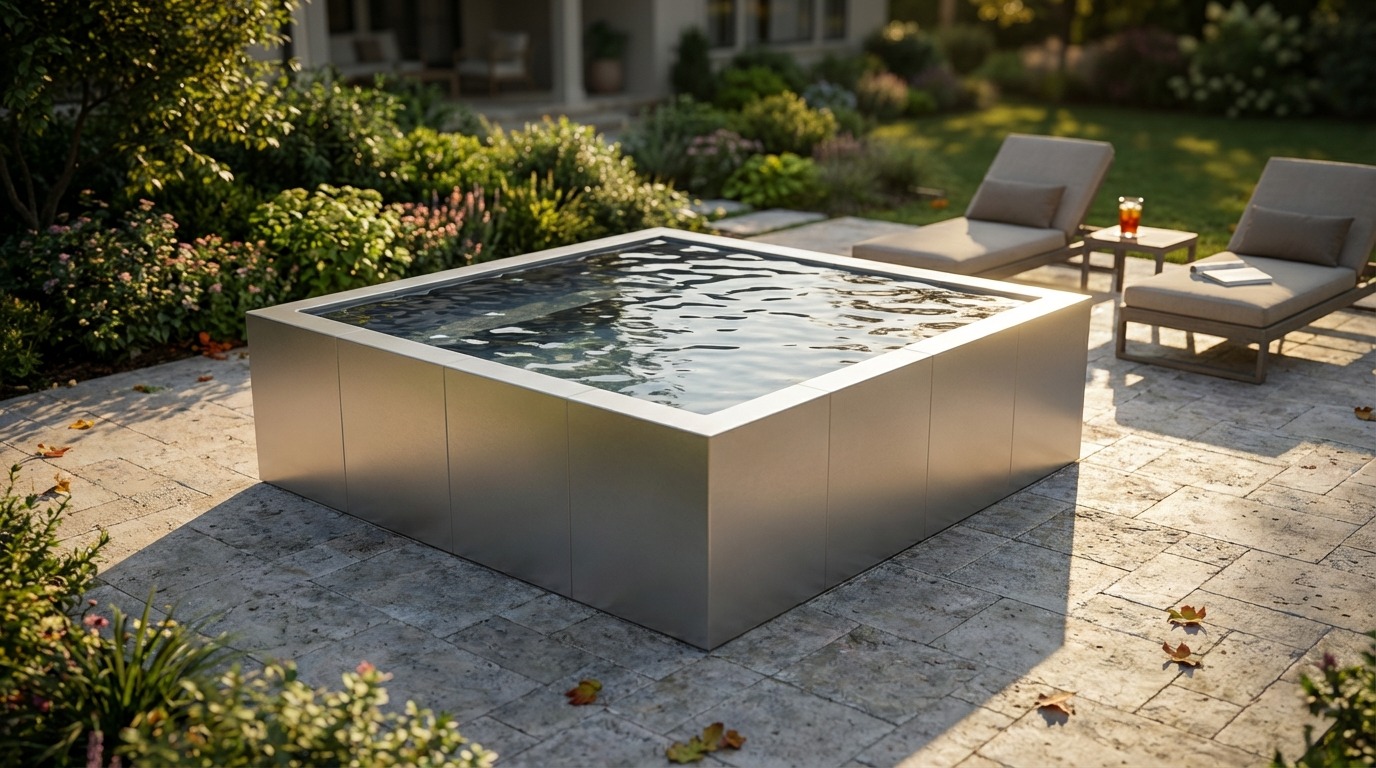 8 x 8 Platinum Silver Titanium Stone Architectural Pool