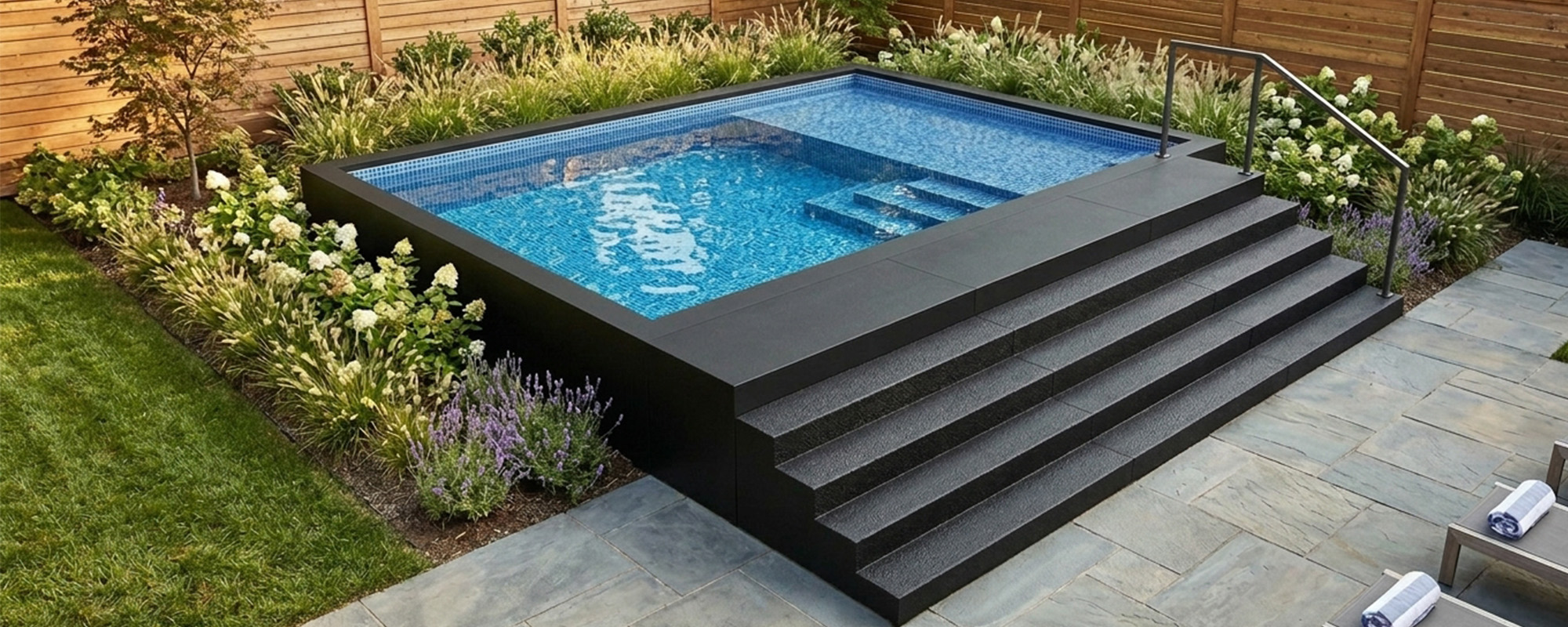 Installed Ecopool access steps on onground pool