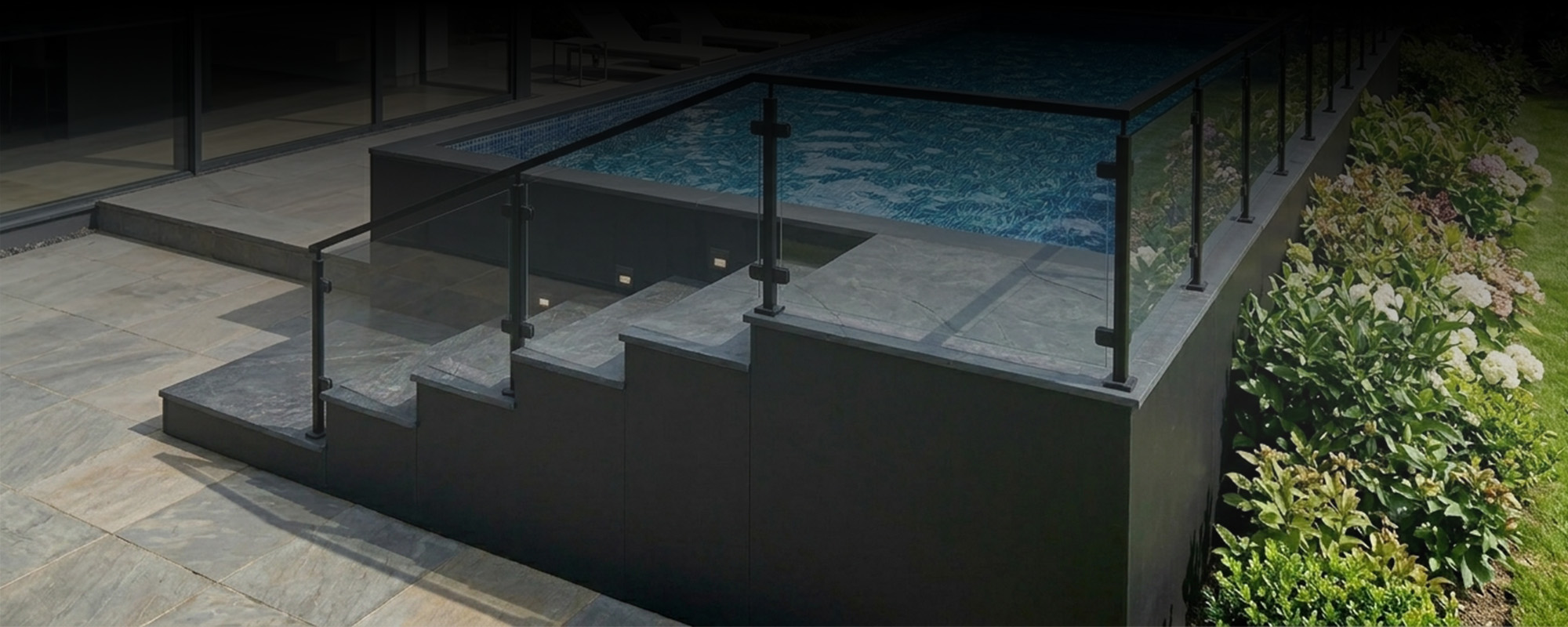Ecopool exterior pool access steps for onground pool