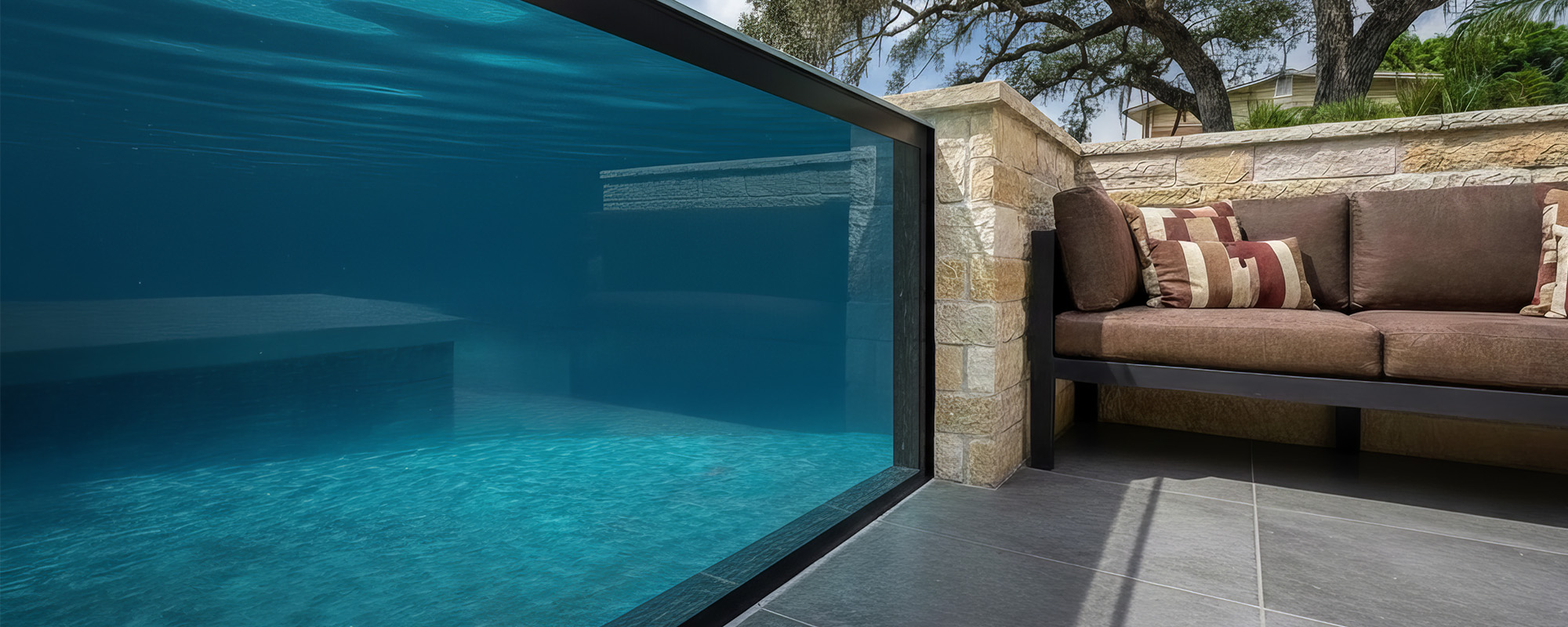 Ecopool container pool with acrylic viewing window