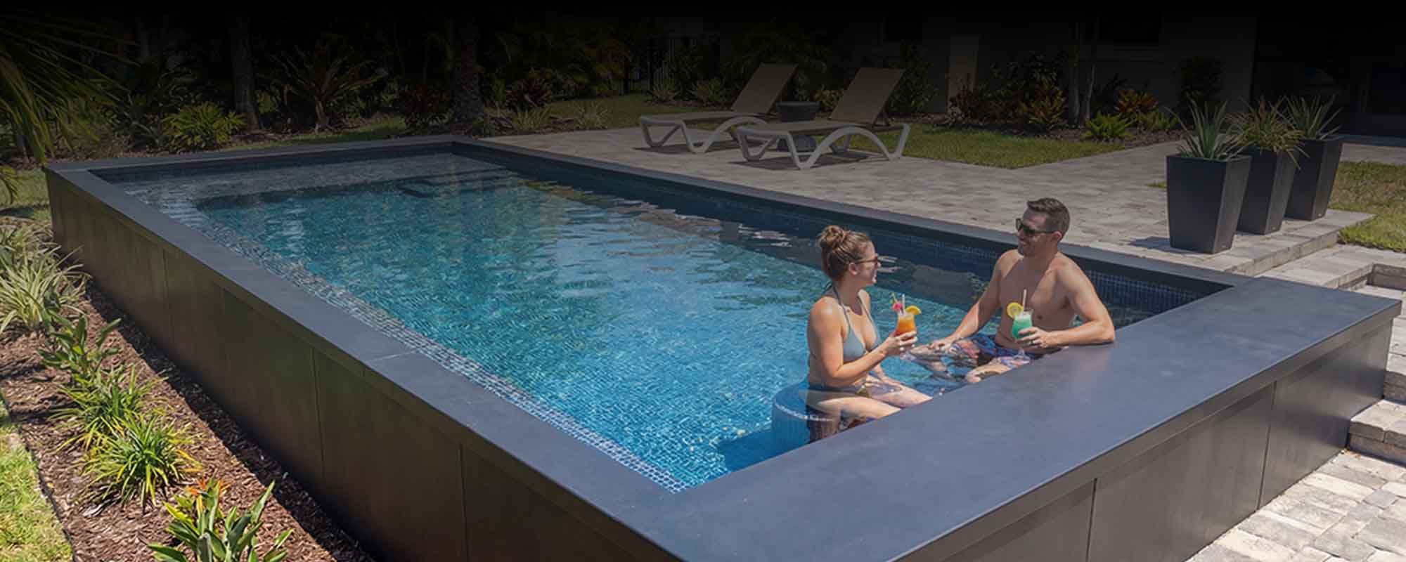 Ecopool Swim-Up Bar with Integrated Barstools