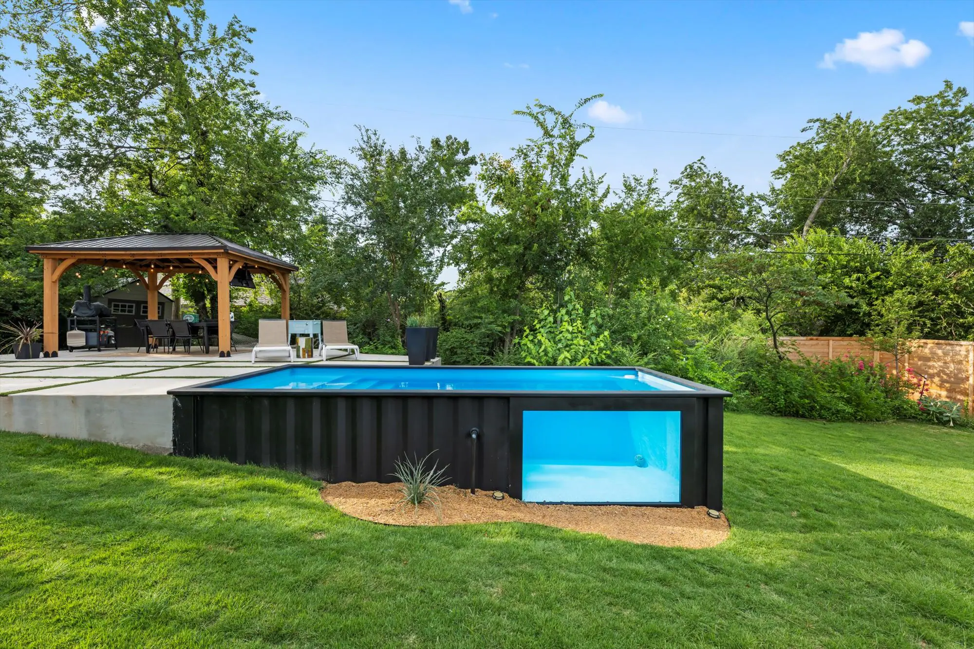 Container pool Oklahoma - wide backyard setting