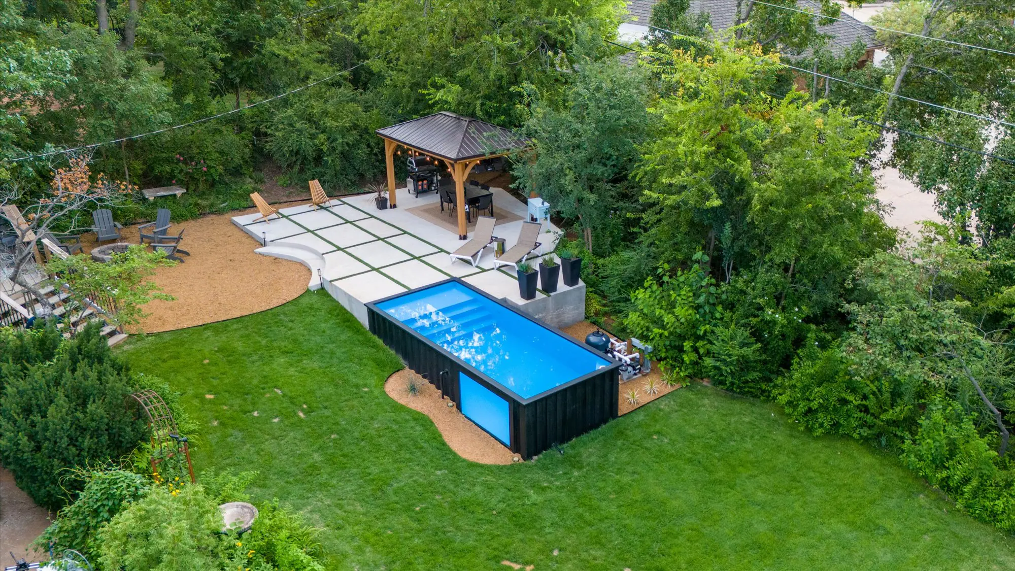 Container pool Oklahoma - family gathering area