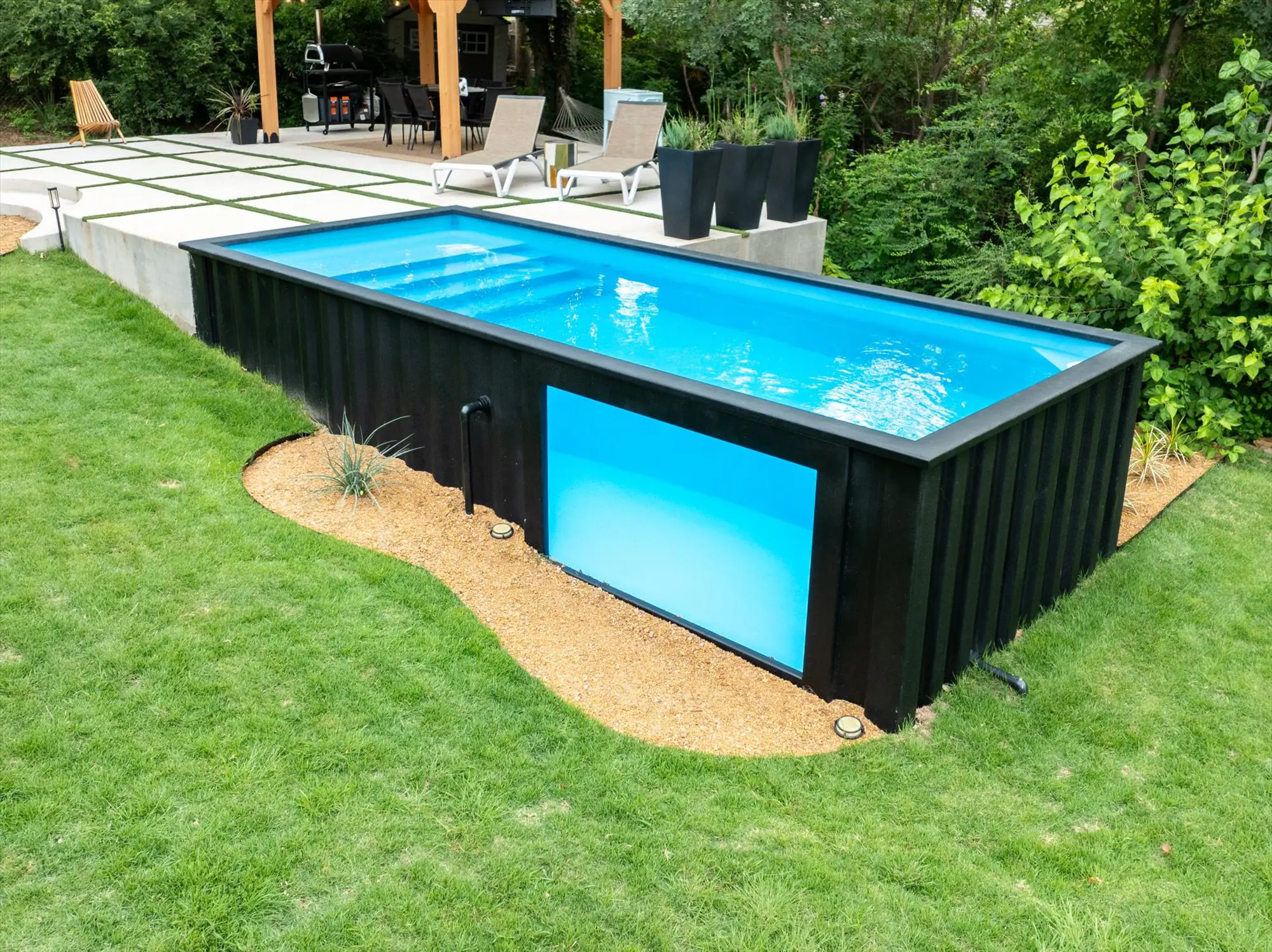 Container pool Oklahoma - afternoon shade