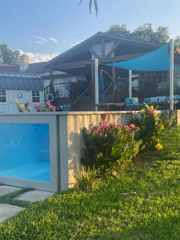 Side view of a beautifully installed Ecopool