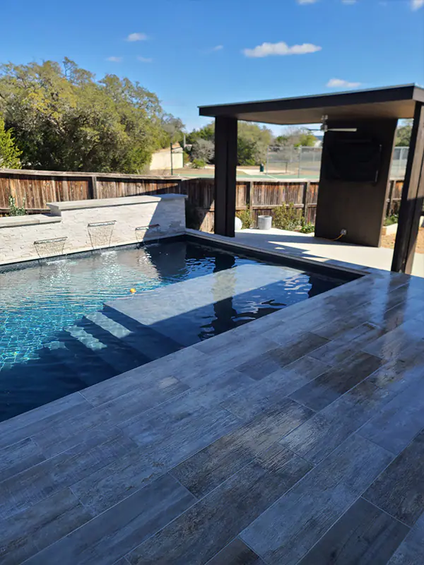Ecopool with natural stone surround