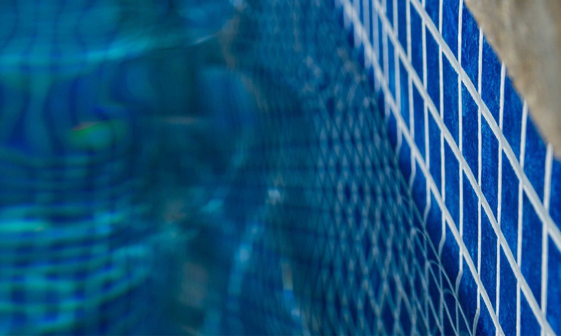 Blue 3D tile Zycore membrane at the waterline