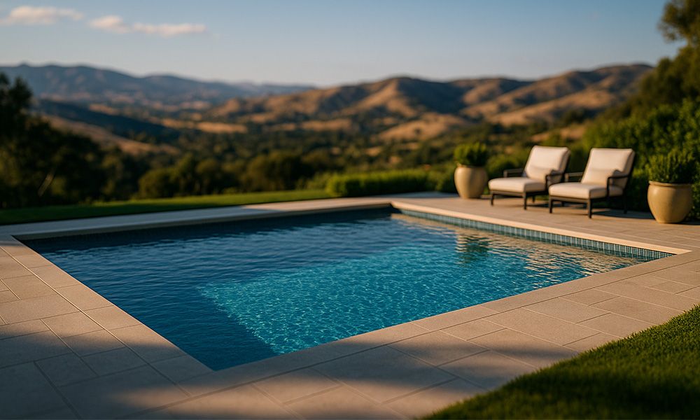 Steel Pool On Side of House overlooking Hills