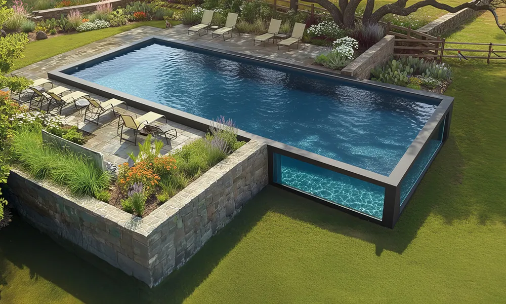 Steel Architectural Swimming Pool closeup