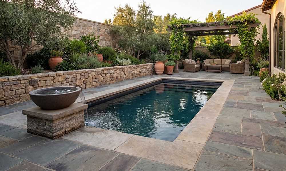 Backyard Plunge Pool with Fountain
