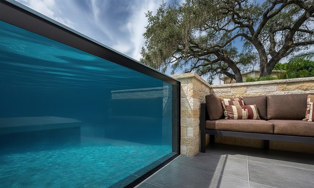 Closeup Window Black Architectural Pool