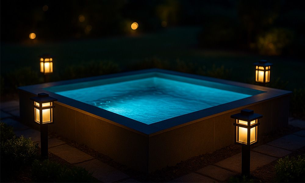 Ecopool Cocktail Pool Nighttime