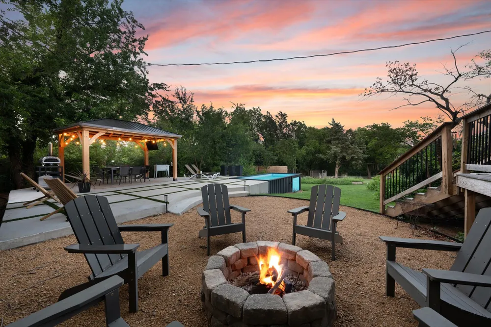 Container Pool Oklahoma with Fireplace