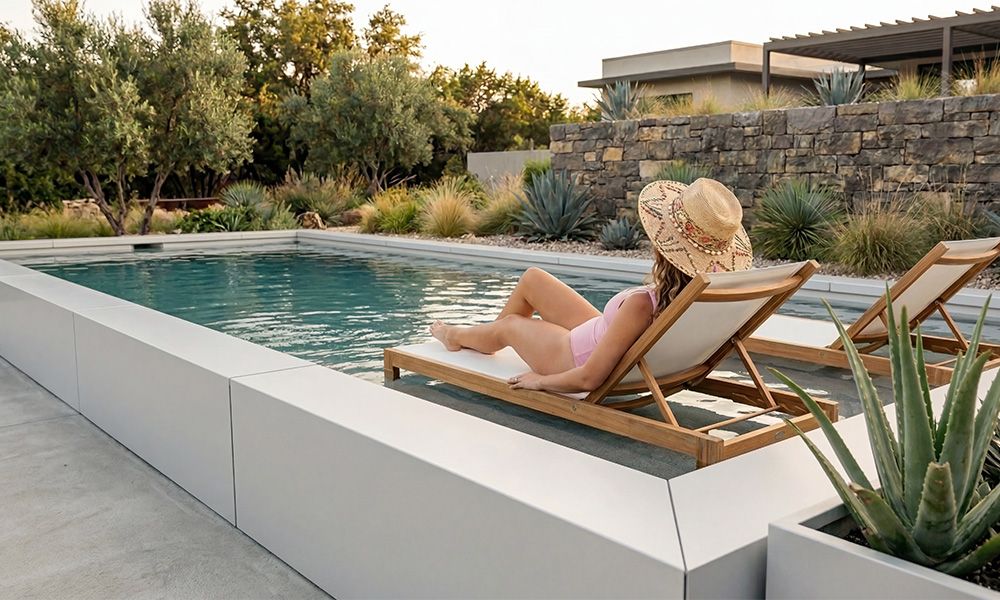 Relaxing in an architectural cowboy pool