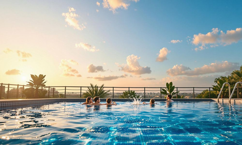 Family Swimming in a Smart Pool