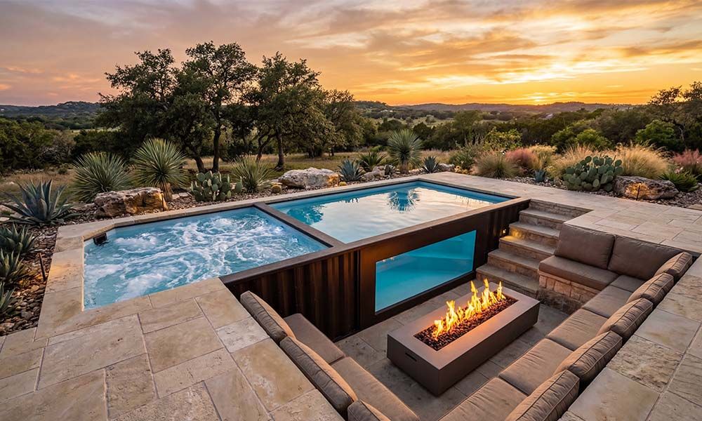 Inground Ecopool with acrylic pool window and LED lighting