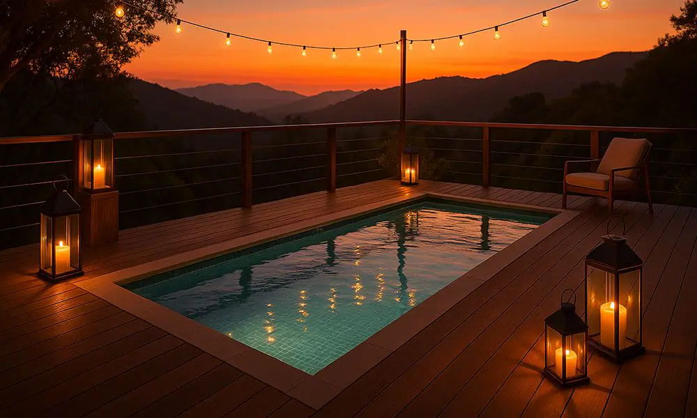 Rectangle In-Ground Swimming Pool Sunset