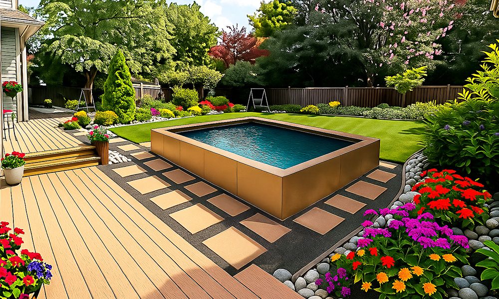 Outdoor Architecture Steel Pool with Flowers