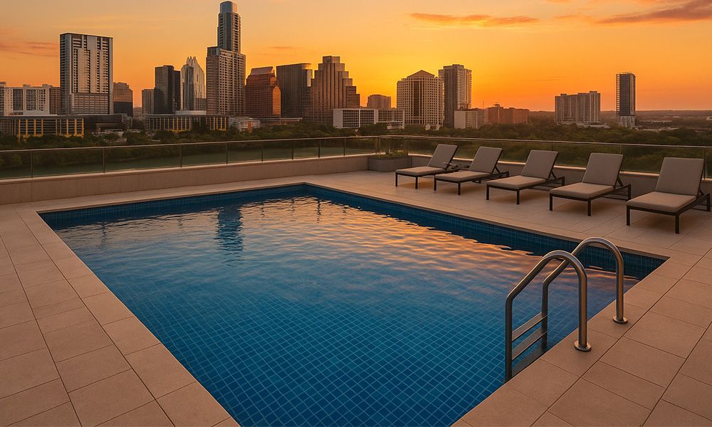 Rooftop Hotel Swimming Pool Sunset View