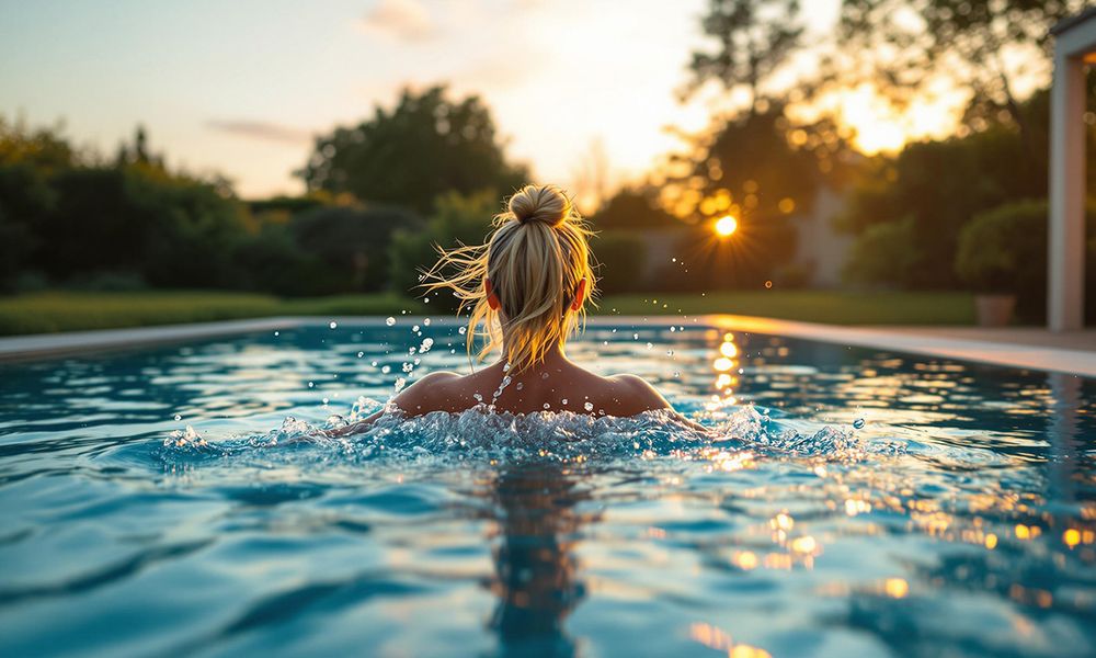 Swimming Woman in Therapy Pool