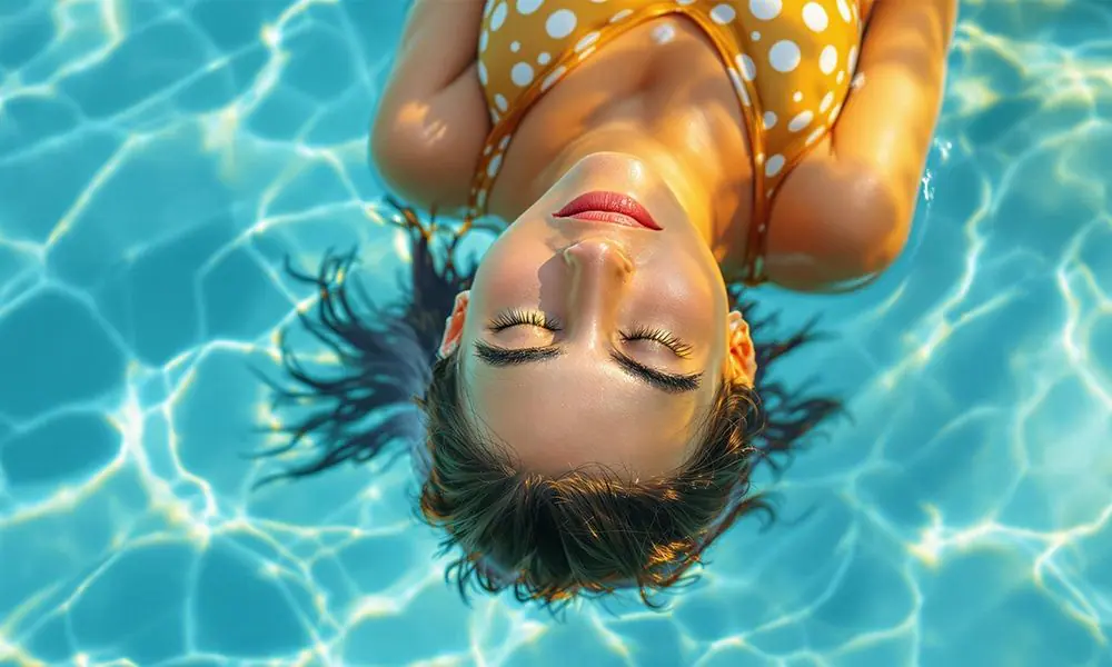 Woman relaxing in pool