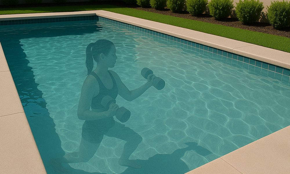 Woman Lifting in Therapy Pool
