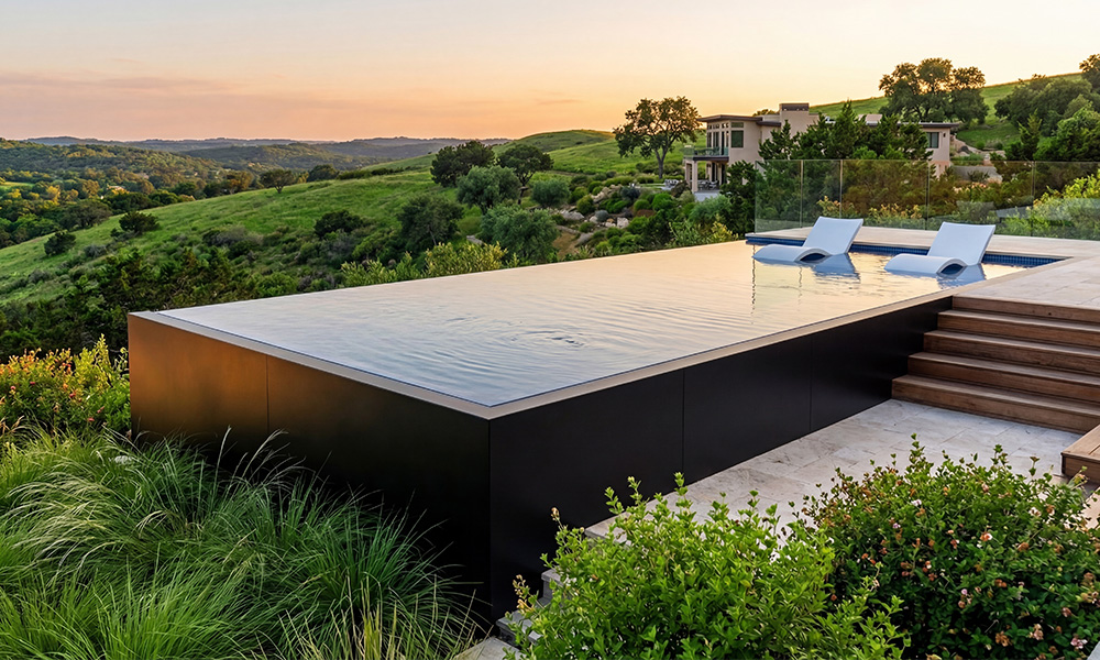 Above ground S-Series Architectural Pool at Sunset