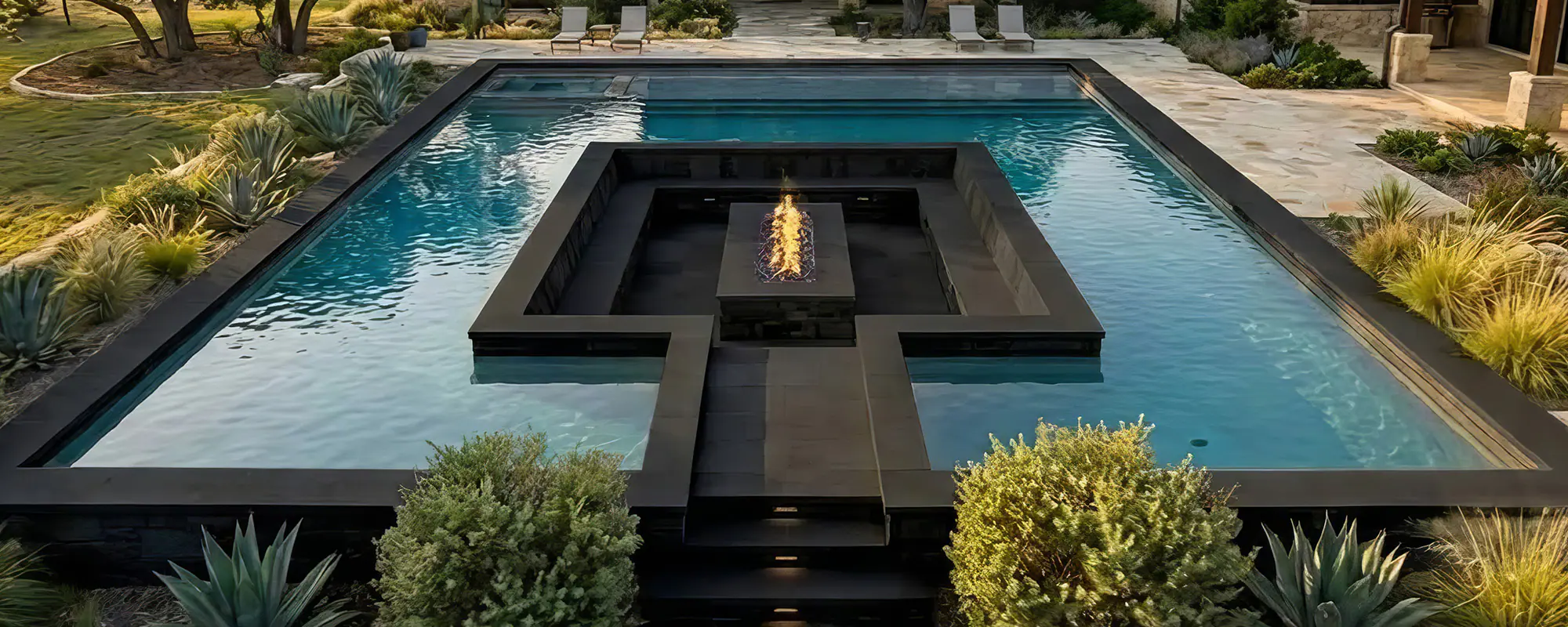 Overhead View of Large U-Shape Ecopool Swimming Pool