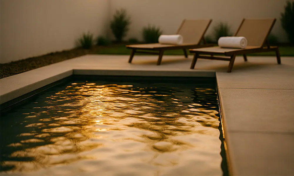 Inground pool with spa features and modern water elements