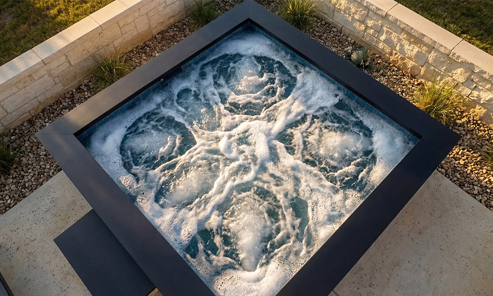 Top-down view of 7x7 S-Series Ecopool hot tub