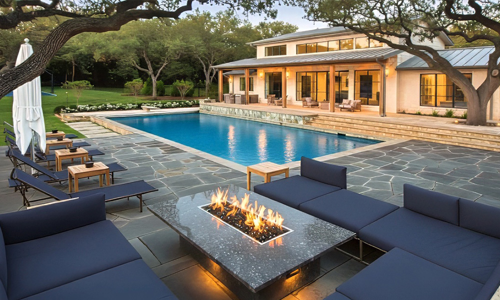 Inground S-Series pool with outdoor lounging area