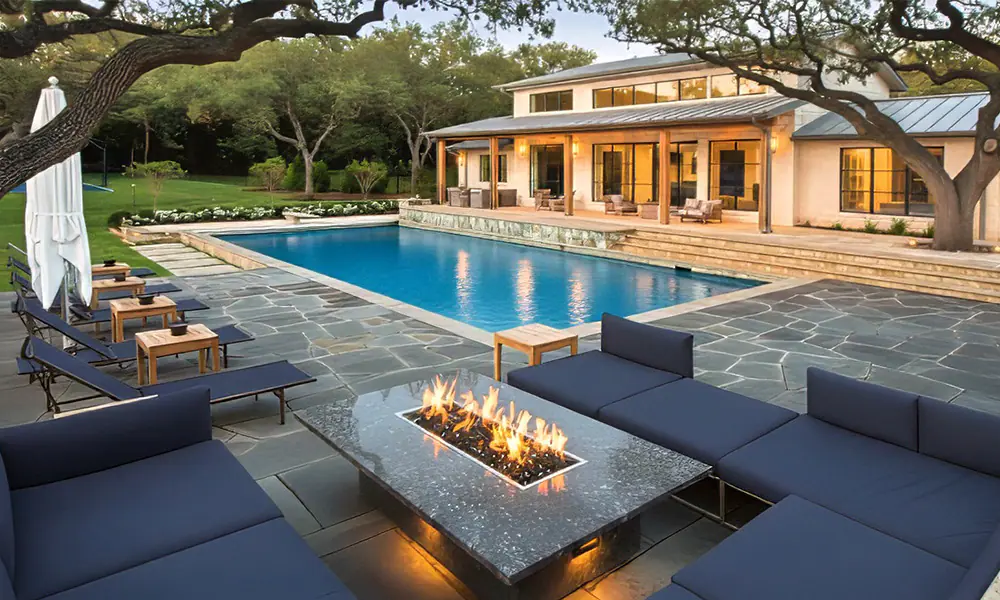 Inground S-Series pool with outdoor lounging area