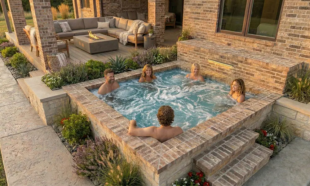 Canvas S-Series hot tub with custom surround
