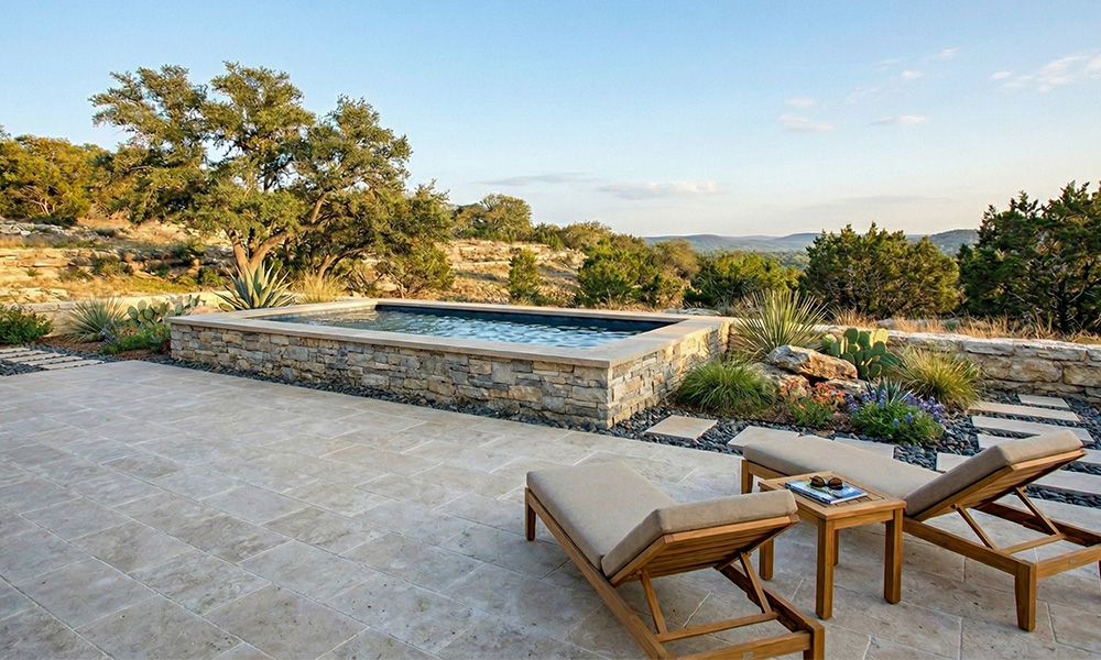 Canvas S-Series pool with natural rock surround