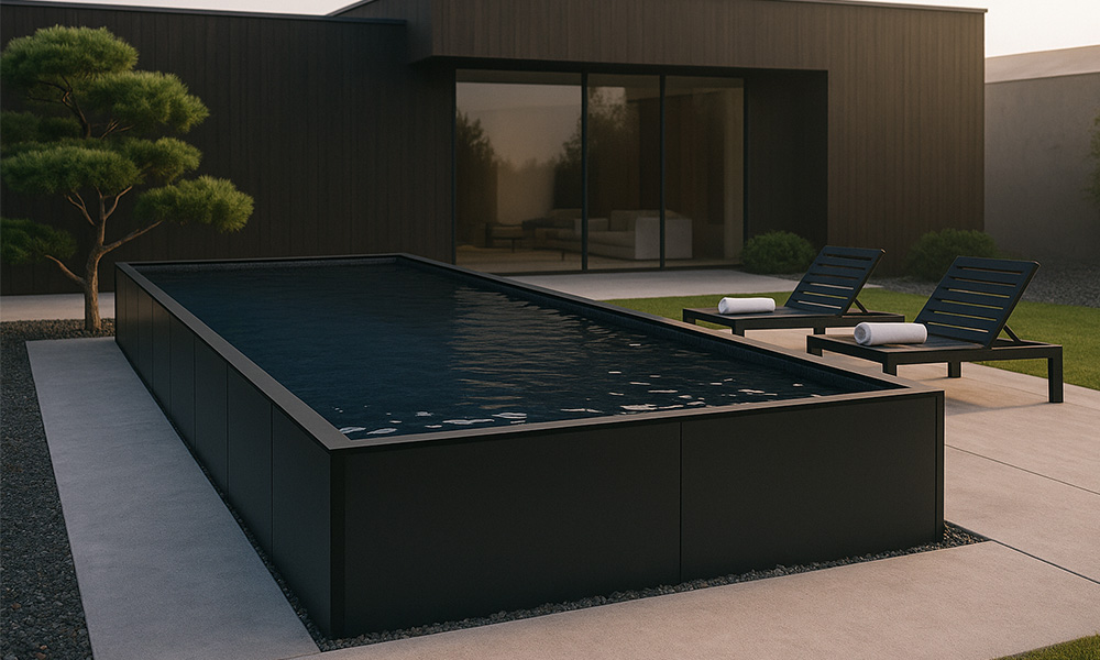 20 x 40 Modern Black Zen Pool