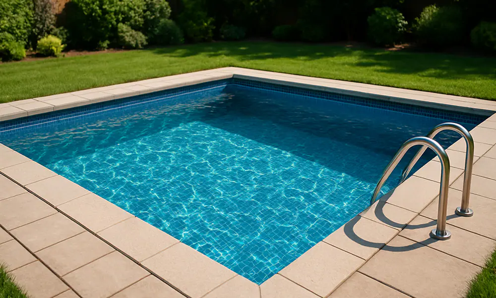 Inground pool with interior steps and baja shelf entry