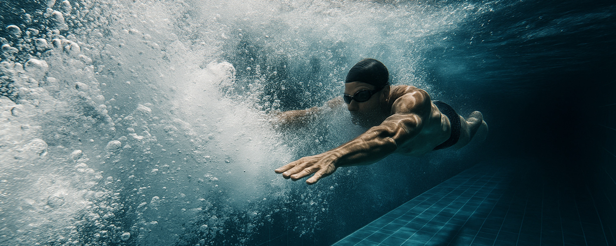 Swimmer swimming in Swim Spa Jets